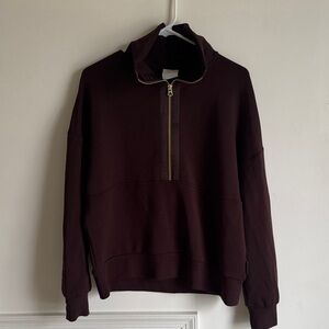Varley Dark Brown Half-Zip Sweatshirt